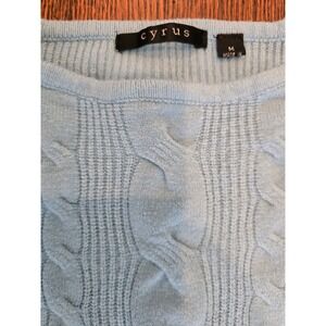 Cyrus Womens Light Blue‎ Cable Knit Raglan Sleeve Crew Neck Sweater Size M